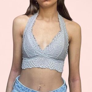 Aeropostale Gray Lace Halter Bralette